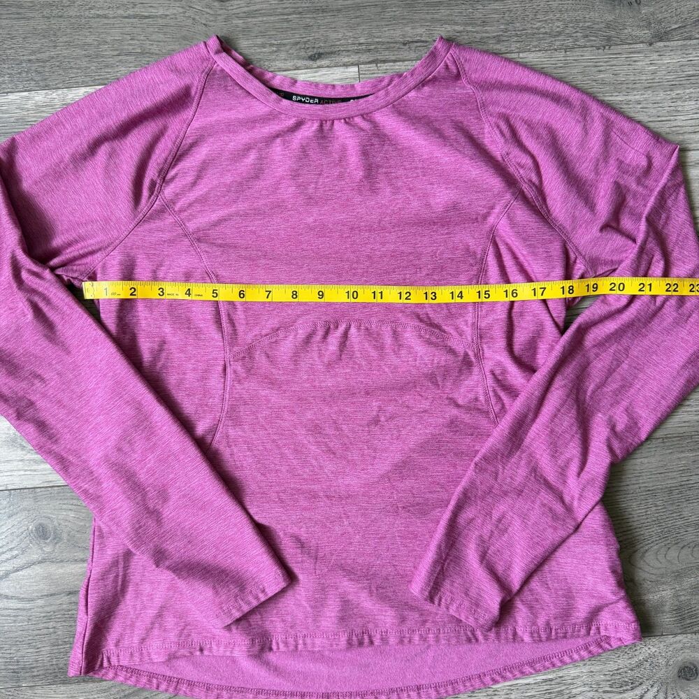 Spyder Active Women’s Pink Heathered Long Sleeve Workout Top Thumbholes Size XL - Picture 2 of 5